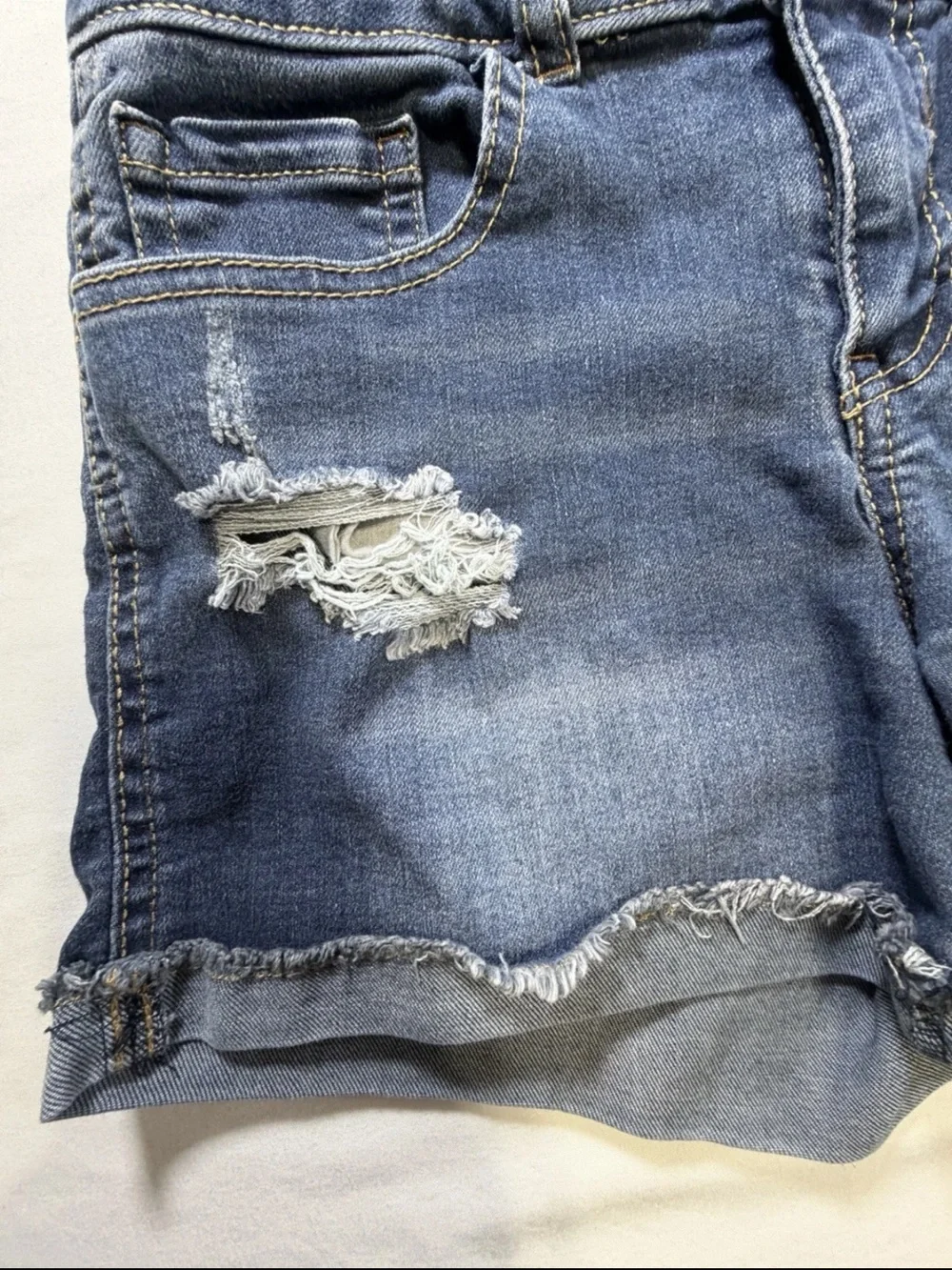 Women's Distressed High-Waist Denim Shorts - Blue